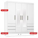 Ver imagem 3 de Guarda-Roupa Casal com Espelho 4 Portas 6 Gavetas Mônaco Branco