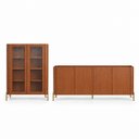Ver imagem 2 de Kit Cristaleira com Buffet Bend Frisado Principal Incolar Cedro Metal Dourado
