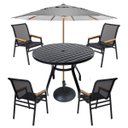 Ver imagem 1 de Jogo de Mesa 90cm Ripado + 4 Cadeiras Aluminio Tela Sling para Piscina Jardim Área Externa