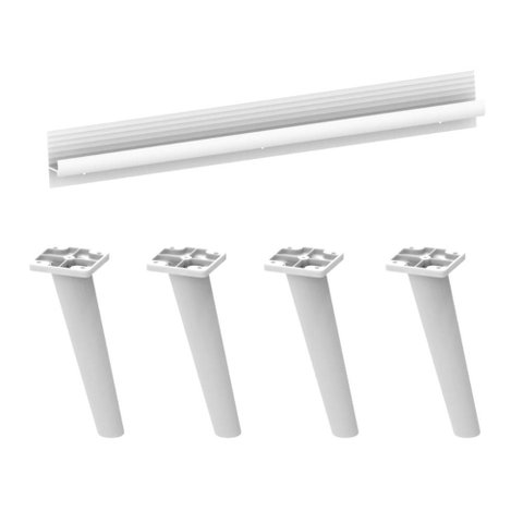 Kit Puxador com 4 Pés Palito Retrô para Balcão de Canto 90cm Veneza Multimóveis Mp2311 Branco