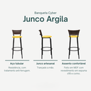 Ver imagem 3 de Kit 5 Banquetas para Cozinha Banco Alto Junco Argila Balcão Ilha Bancada Bares Piscina Área Gourmet
