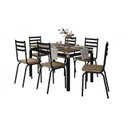 Ver imagem 1 de Conjunto de Mesa Tubular com 6 Cadeiras 118 Malva Tampo Bp 136cm Preto Nature Assento Rattan Artefam