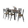 Conjunto de Mesa Tubular com 6 Cadeiras 118 Malva Tampo Bp 136cm Preto Nature Assento Rattan Artefam - 1