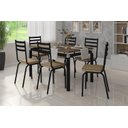 Ver imagem 2 de Conjunto de Mesa Tubular com 6 Cadeiras 118 Malva Tampo Bp 136cm Preto Nature Assento Rattan Artefam
