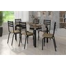 Conjunto de Mesa Tubular com 6 Cadeiras 118 Malva Tampo Bp 136cm Preto Nature Assento Rattan Artefam - 2