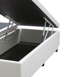 Cama Box Baú Blindado Casal Bipartido King Design Sintético Branco 138x188x41 - 3