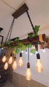 Ver mais imagens de Lustre Luminária Madeira Maciça Rústico Industrial Bivolt para 7 Lâmpadas Pó de Madeira Roots