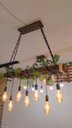 Ver imagem 2 de Lustre Luminária Madeira Maciça Rústico Industrial Bivolt para 7 Lâmpadas Pó de Madeira Roots