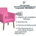 Ver imagem 3 de Poltrona Decorativa Tecido Corano para Sala de Espera Comercial Base Fixa Pés em Madeira Natural