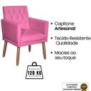 Ver imagem 4 de Poltrona Decorativa Tecido Corano para Sala de Espera Comercial Base Fixa Pés em Madeira Natural
