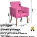 Ver imagem 2 de Poltrona Decorativa Tecido Corano para Sala de Espera Comercial Base Fixa Pés em Madeira Natural
