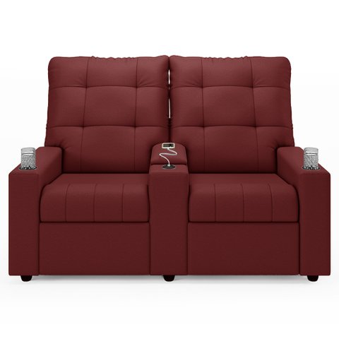 Poltrona de Cinema Reclinável 2 Lugares Baú Usb Mallie Fh9 Pu Vermelho - Mpozenato