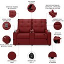 Ver imagem 3 de Poltrona de Cinema Reclinável 2 Lugares Baú Usb Mallie Fh9 Pu Vermelho - Mpozenato