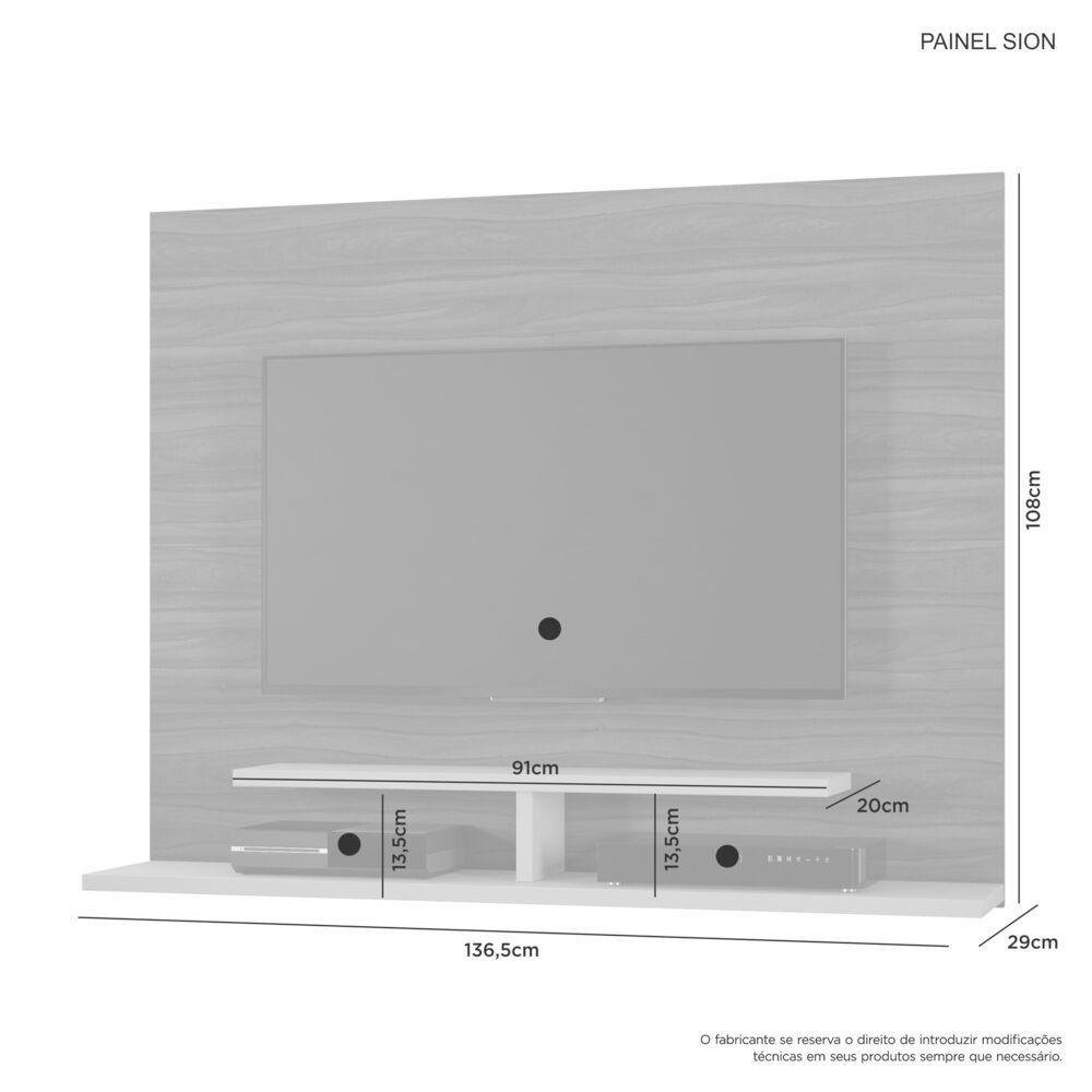 Painel Sion com Prateleira 02 Nichos para Tvs de até 56 Polegadas Jcm Moveis Cinamomo/off White - 3