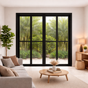 Ver imagem 1 de Porta Balcão 4 Folhas Vidro Alumínio Preto 210x150 Linha 25