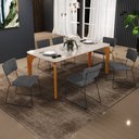 Ver imagem 2 de Mesa De Jantar Capri 160cm Off White Nature E 6 Cadeiras Allana B05 Linho Cinza Escuro - Lyam Decor