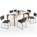 Ver imagem 1 de Mesa De Jantar Capri 160cm Off White Nature E 6 Cadeiras Allana B05 Linho Cinza Escuro - Lyam Decor