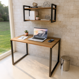 Kit Home Office Escrivaninha Industrial com Prateleira 100% Mdf Premium e Aço