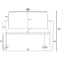 Ver imagem 5 de Kit 2 Poltronas + Namoradeira Lugares Recepção Base Dourada Cor:azul Marinho