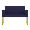 Ver imagem 3 de Kit 2 Poltronas + Namoradeira Lugares Recepção Base Dourada Cor:azul Marinho