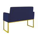 Ver imagem 4 de Kit 2 Poltronas + Namoradeira Lugares Recepção Base Dourada Cor:azul Marinho