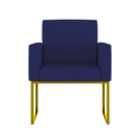 Ver mais imagens de Kit 2 Poltronas + Namoradeira Lugares Recepção Base Dourada Cor:azul Marinho