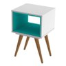 Mesa Lateral Para Sala Branca/turquesa Retrô 40 - Cor: Branco - 3