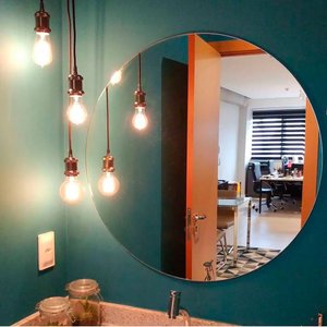 Espelho Redondo de Parede 60cm Vidro Lapidado Moderno Banheiro Quarto Sala