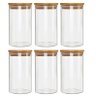 Kit 6 Potes Borossilicato Hermético Tampa Bambu 1100ml Class - 1