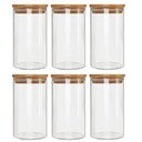 Ver imagem 1 de Kit 6 Potes Borossilicato Hermético Tampa Bambu 1100ml Class