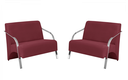 Ver imagem 1 de Kit 2 Poltronas Namoradeira 2 Lugares Vênus Braço Alumínio D Salla Suede Bordô