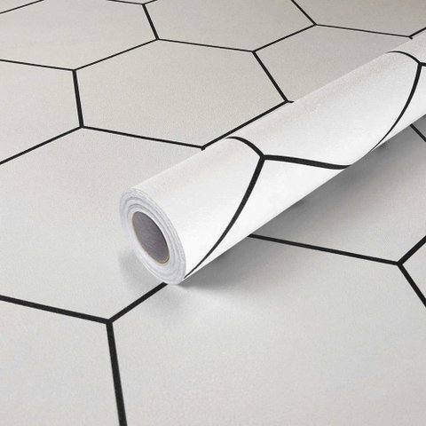 Adesivo Vinílico Lavavel para Piso com Textura Hexágono Branco 500x60cm