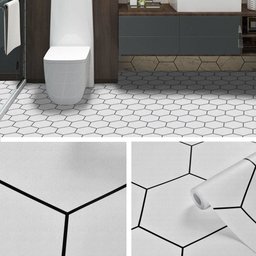 Adesivo Vinílico Lavavel para Piso com Textura Hexágono Branco 500x60cm - 2