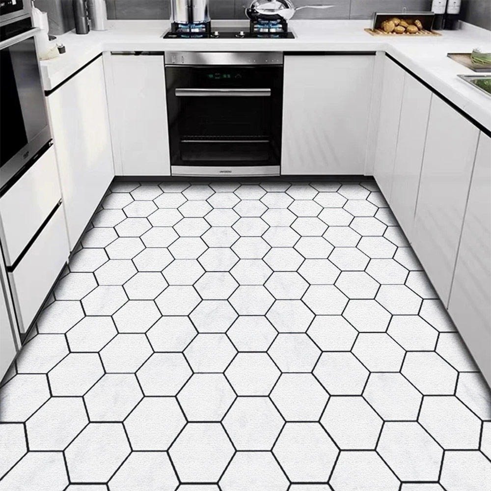 Adesivo Vinílico Lavável P Piso C Textura Hexágono Branco 5m Open Star 32986 - 6