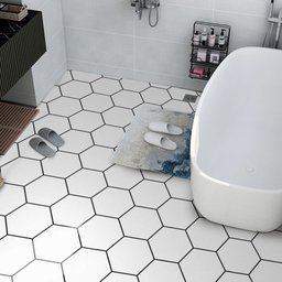 Adesivo Vinílico Lavavel para Piso com Textura Hexágono Branco 500x60cm - 3
