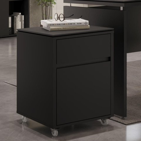 Gaveteiro 2 Gavetas com Rodízios Hera 48x43x66cm - Via Nossa - Preto