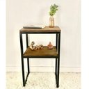 Ver imagem 1 de Mesa De Canto Cabeceira em Madeira Industrial Metal Preto