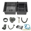 Ver imagem 6 de Cuba Dupla Inox Preta Quadrada 78x43 Gourmet C/ Acessórios