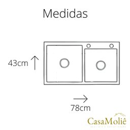 Cuba Dupla Inox Preta Quadrada 78x43 Gourmet C/ Acessórios - 4
