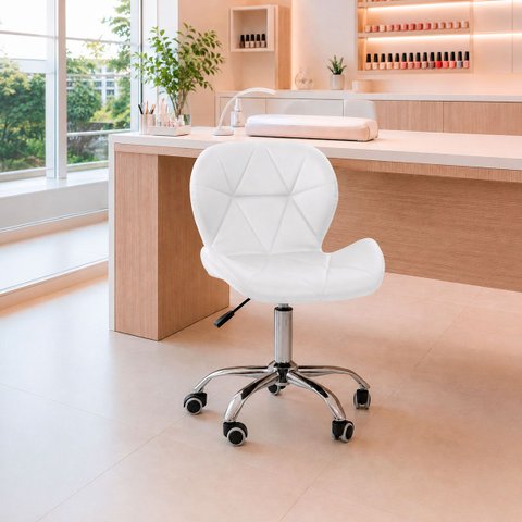 Cadeira Office Eiffel Slim Giratória Base Cromada com Rodízios e Ajuste de Altura