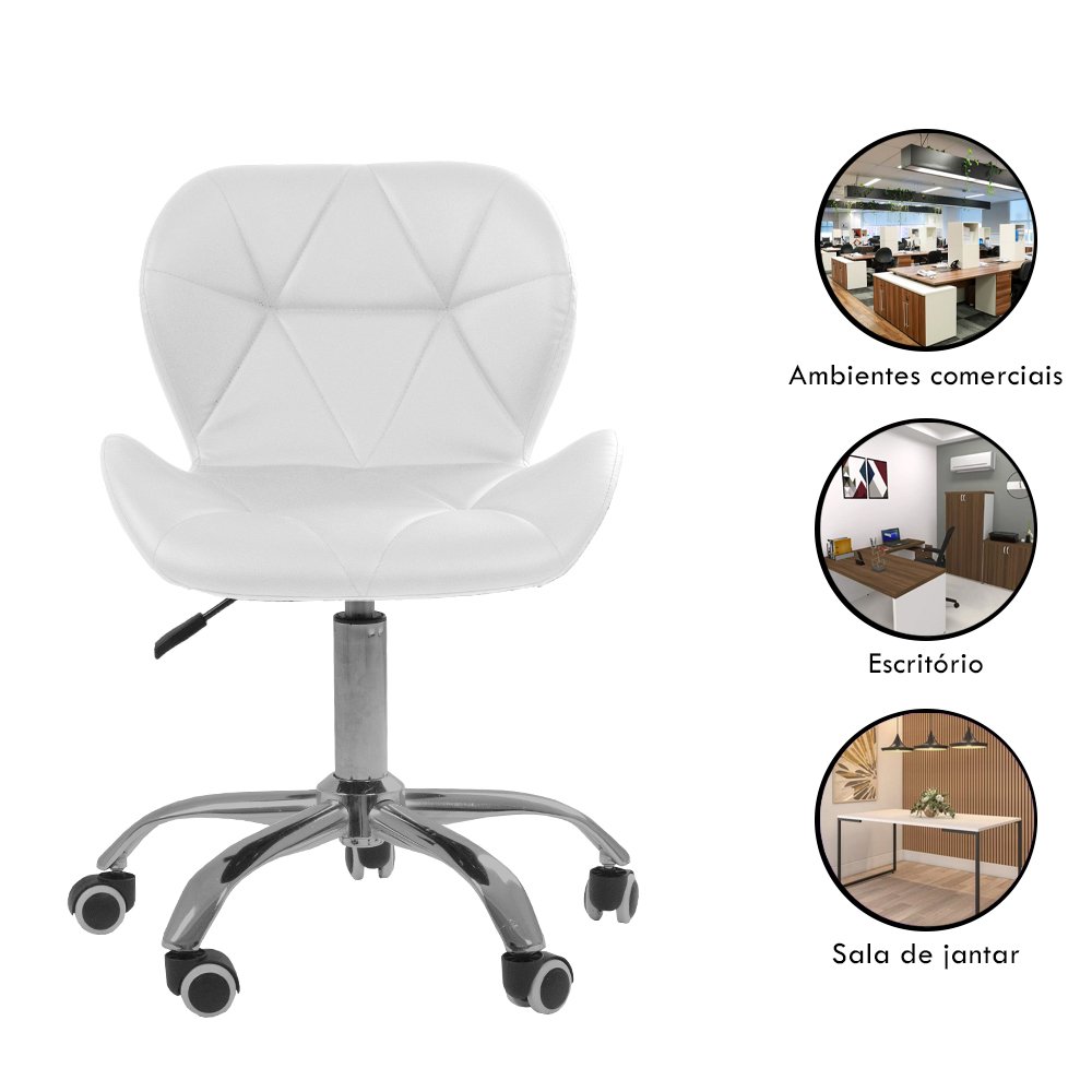 Cadeira Office Eiffel Slim Ajustável Base Giratória - Branco - 4