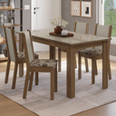Ver imagem 1 de Conjunto Sala de Jantar Magnólia Mesa Tampo de Vidro 4 Cadeiras Rustic/Crema/Bege Marrom Madesa