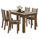 Ver imagem 3 de Conjunto Sala de Jantar Magnólia Mesa Tampo de Vidro 4 Cadeiras Rustic/Crema/Bege Marrom Madesa