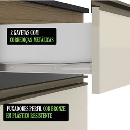 Balcao Com Tampo 2 Pts 2 Gavs 120CM 17003 Oak Off White PLN - 7