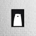 Ver imagem 1 de Quadro Urso Escandinavo 45x34cm - com vidro:Madeira preta
