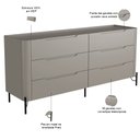 Ver imagem 2 de Cômoda para Quarto Closet Orgânica 6 Gavetas Pés Industrial Preto Bliss I03 Grigio - Lyam Decor