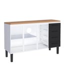 Ver imagem 2 de Balcão de Aço com Tampo Madeira 144x91x52cm 3 Portas 4 Gavetas Juno 150 Cozimax Preto/jequitiba