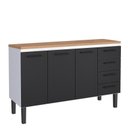 Ver imagem 1 de Balcão de Aço com Tampo Madeira 144x91x52cm 3 Portas 4 Gavetas Juno 150 Cozimax Preto/jequitiba