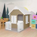 Ver imagem 2 de Casinha de Brinquedo com Cercado Floreiros Mdf Bege/branco L12 - Gran Belo
