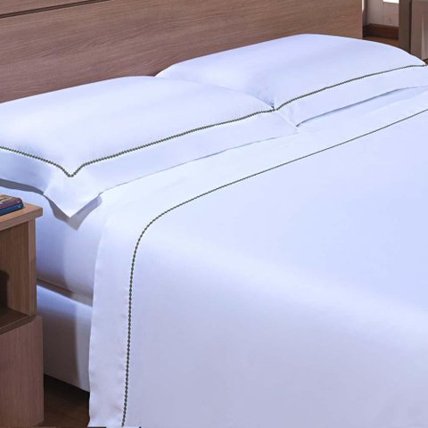 Jogo de Cama Solteiro 300 Fios Elements - Camesa Branco/marinho